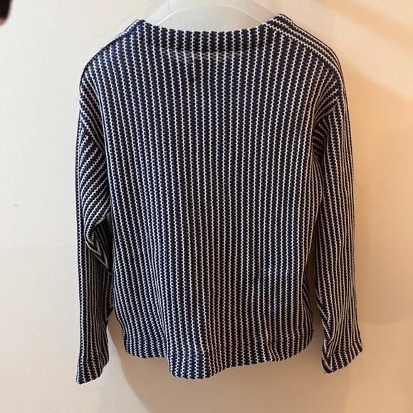 NIC + ZOE Zig Zag Blues Size L Top Lightweight Sweater Womens Blue White - Picture 9 of 14